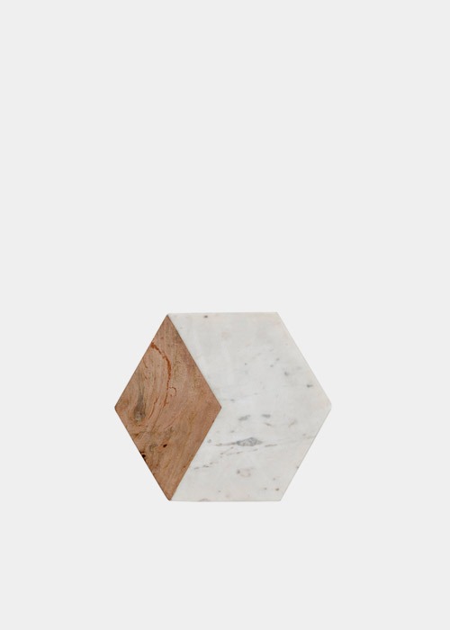 Marble Board With Wood - Hexagon